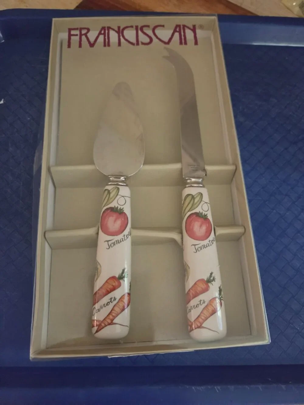 Franciscan vegetable medley cheese knife server porcelain handles